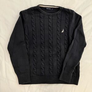 Nautica Navy Cable Knit Crewneck Sweater
